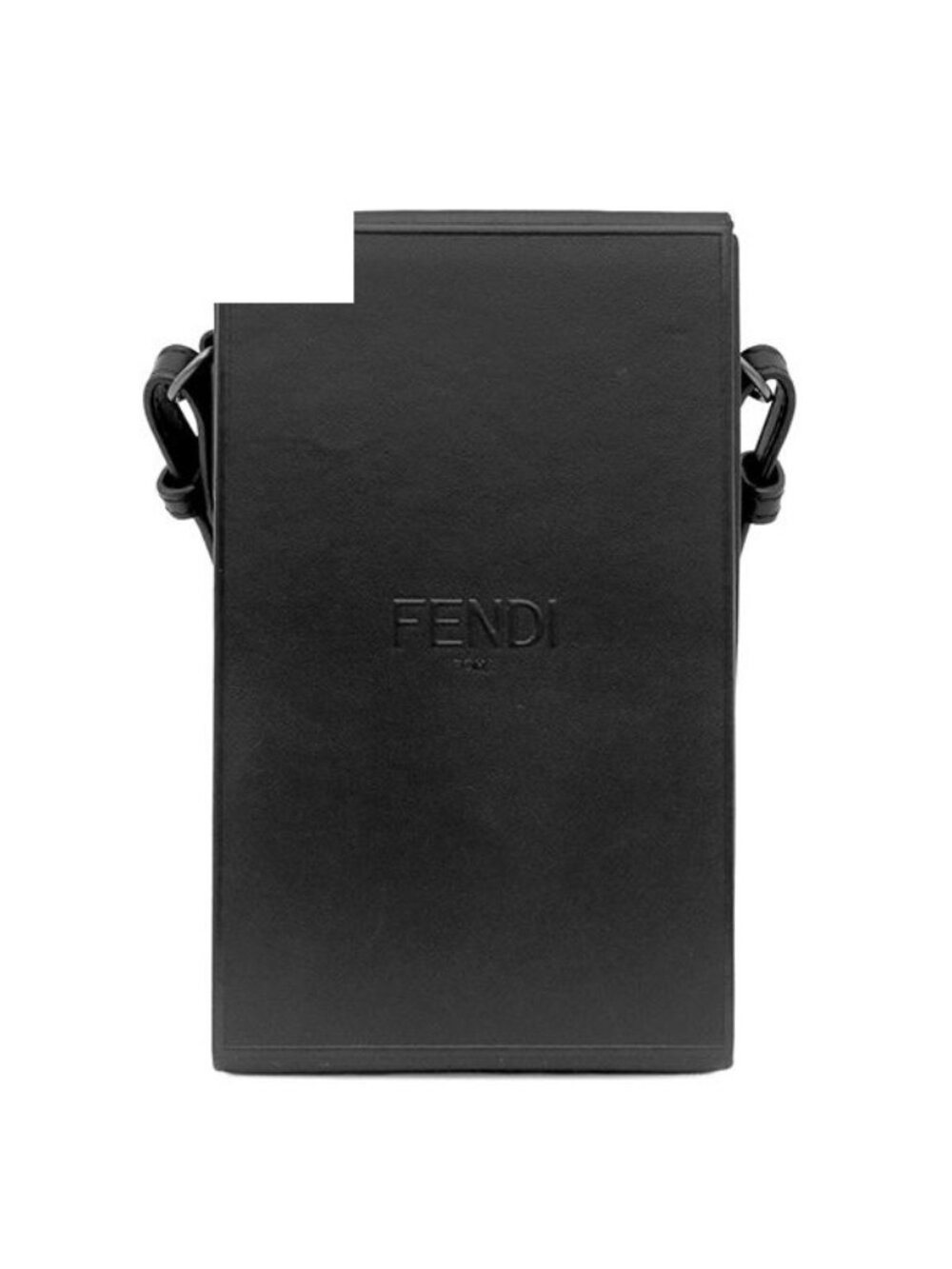 Fendi Shoulder Bag Box Leather Black Silver Box Shape Height 7